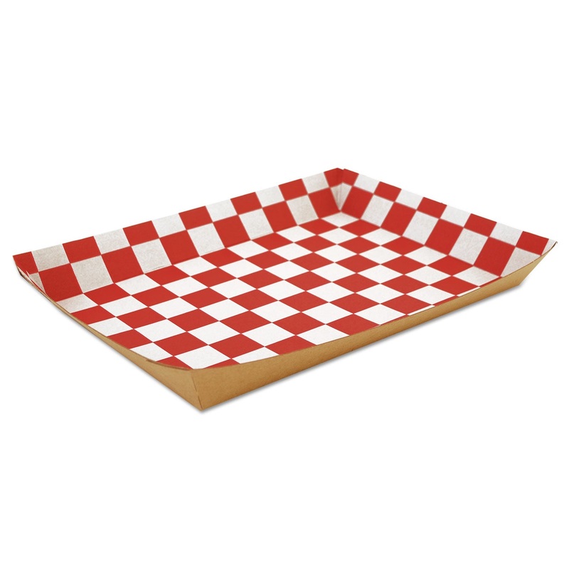 Lunch Trays, Paperboard, Red/white Check, 10.5″w X 7.5″d X 1.5″h, 250/carton