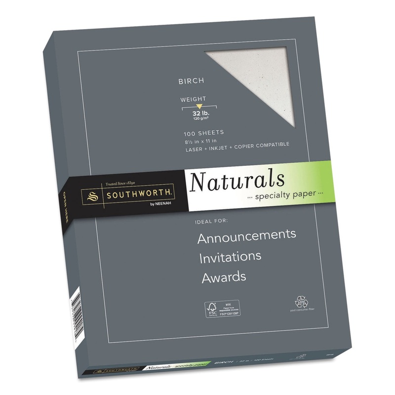 NATURALS PAPER, 32 LB, 8.5 X 11, BIRCH, 100/PACK