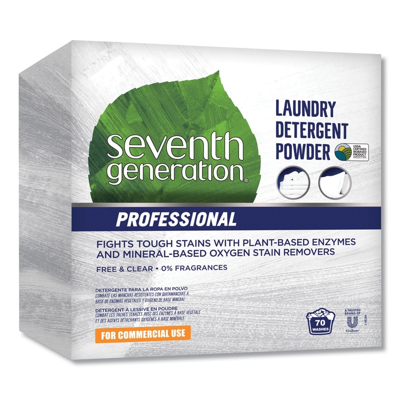 POWDER LAUNDRY DETERGENT, FREE AND CLEAR, 70 LOADS, 112 OZ BOX