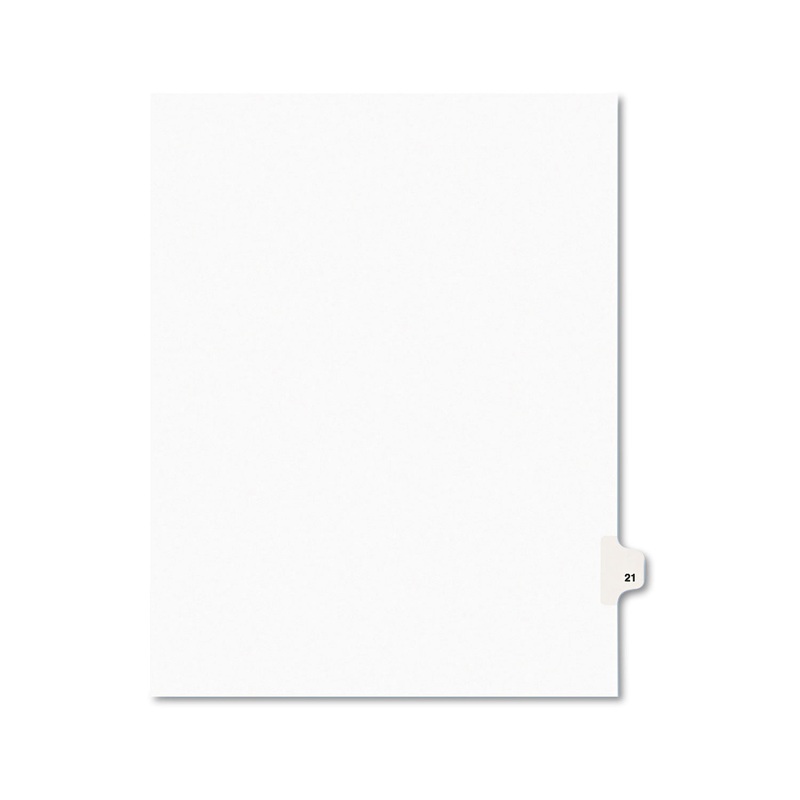 PREPRINTED LEGAL EXHIBIT SIDE TAB INDEX DIVIDERS, AVERY STYLE, 10-TAB, 21, 11 X 8.5, WHITE, 25/PACK