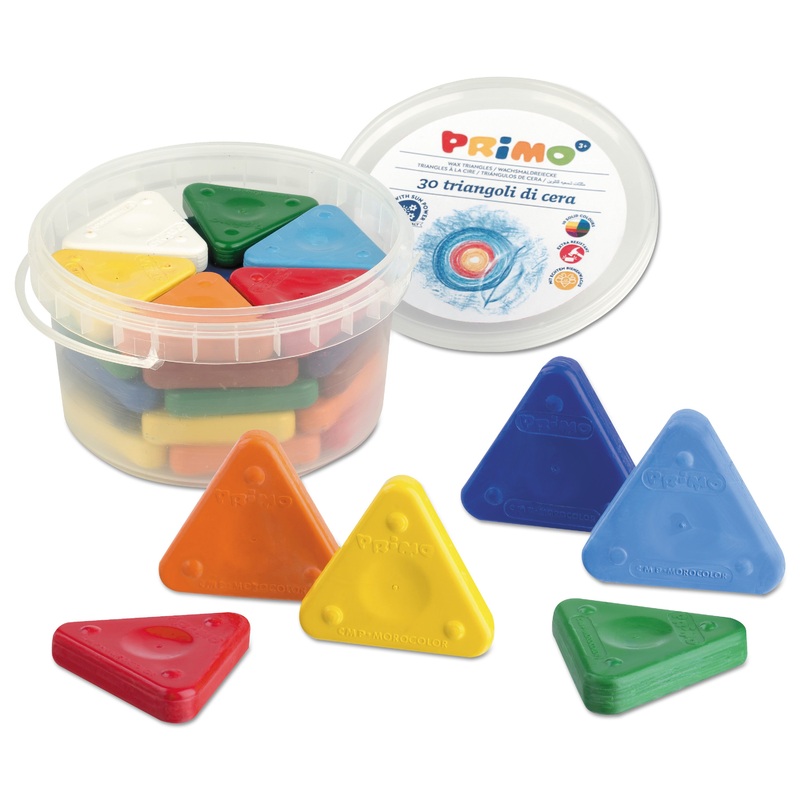 PRIMO TRIANGLE CRAYONS, ASSORTED COLORS, 30/PACK
