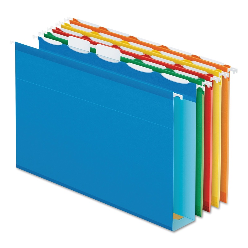 READY-TAB EXTRA CAPACITY REINFORCED COLORED HANGING FOLDERS, LETTER SIZE, 1/5-CUT TAB, ASSORTED, 20/BOX