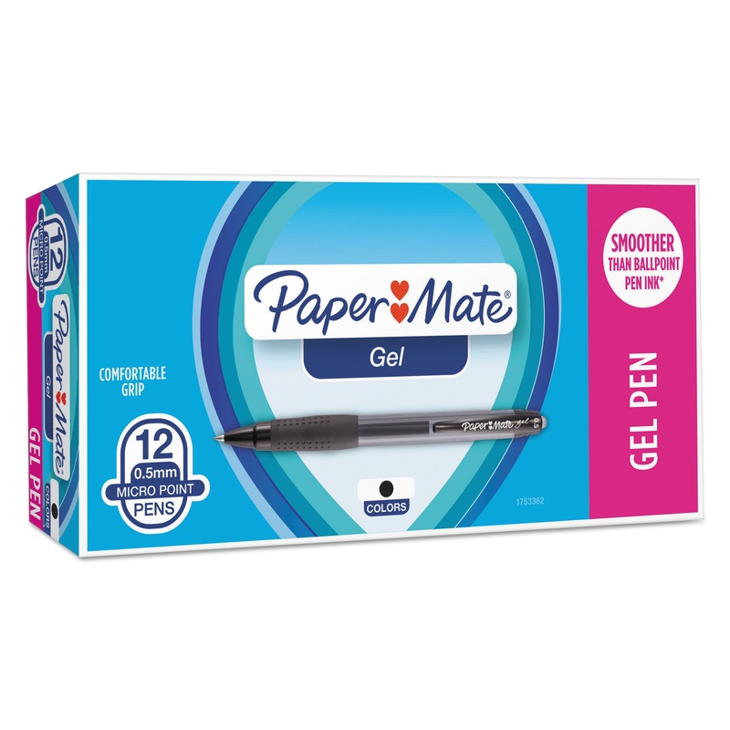 RETRACTABLE GEL PEN, FINE 0.5MM, BLACK INK, TRANSLUCENT BLACK BARREL, DOZEN