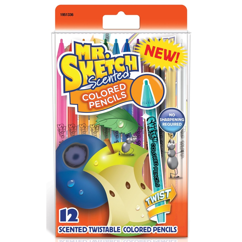 SCENTED TWISTABLE COLORED PENCILS, ASSORTED LEAD/BARREL COLORS, 12/PACK