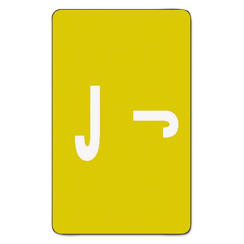 ALPHA-Z COLOR-CODED SECOND LETTER ALPHABETICAL LABELS, J, 1 X 1.63, YELLOW, 10/SHEET, 10 SHEETS/PACK