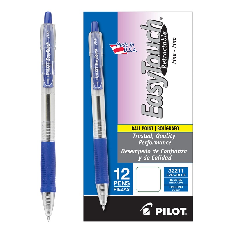 EASYTOUCH RETRACTABLE BALLPOINT PEN, FINE 0.7MM, BLUE INK, CLEAR BARREL, DOZEN