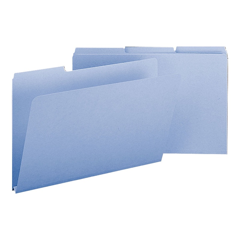 EXPANDING RECYCLED HEAVY PRESSBOARD FOLDERS, 1/3-CUT TABS, 1″ EXPANSION, LEGAL SIZE, BLUE, 25/BOX
