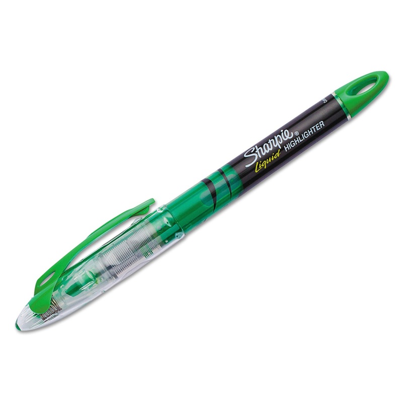 LIQUID PEN STYLE HIGHLIGHTERS, CHISEL TIP, FLUORESCENT GREEN, DOZEN
