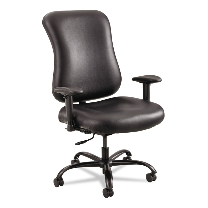 OPTIMUS HIGH BACK BIG AND TALL CHAIR, VINYL UPHOLSTERY, SUPPORTS UP TO 400 LBS., BLACK SEAT/BLACK BACK, BLACK BASE