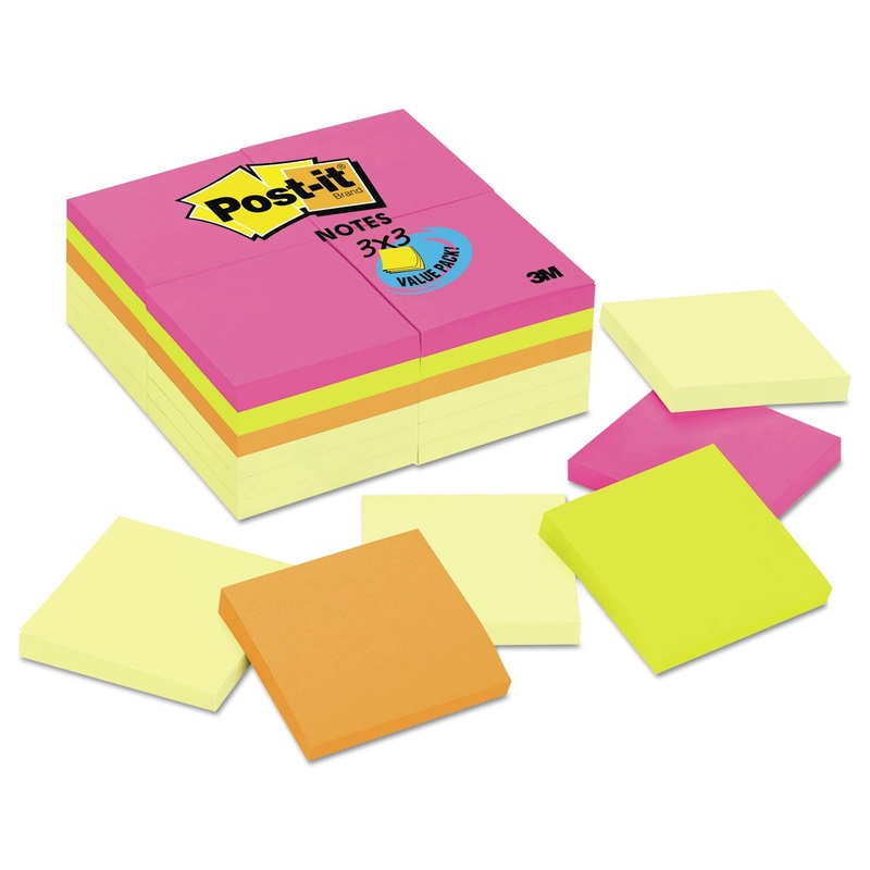 Original Pads Value Pack, 3 X 3, Canary Yellow/cape Town, 100-Sheet, 24 Pads
