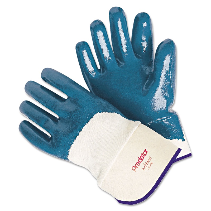 Predator Nitrile Gloves, Blue/white, Large, 12 Pairs