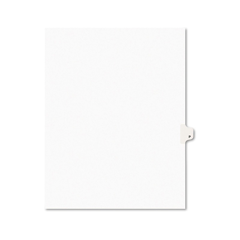 PREPRINTED LEGAL EXHIBIT SIDE TAB INDEX DIVIDERS, AVERY STYLE, 26-TAB, P, 11 X 8.5, WHITE, 25/PACK