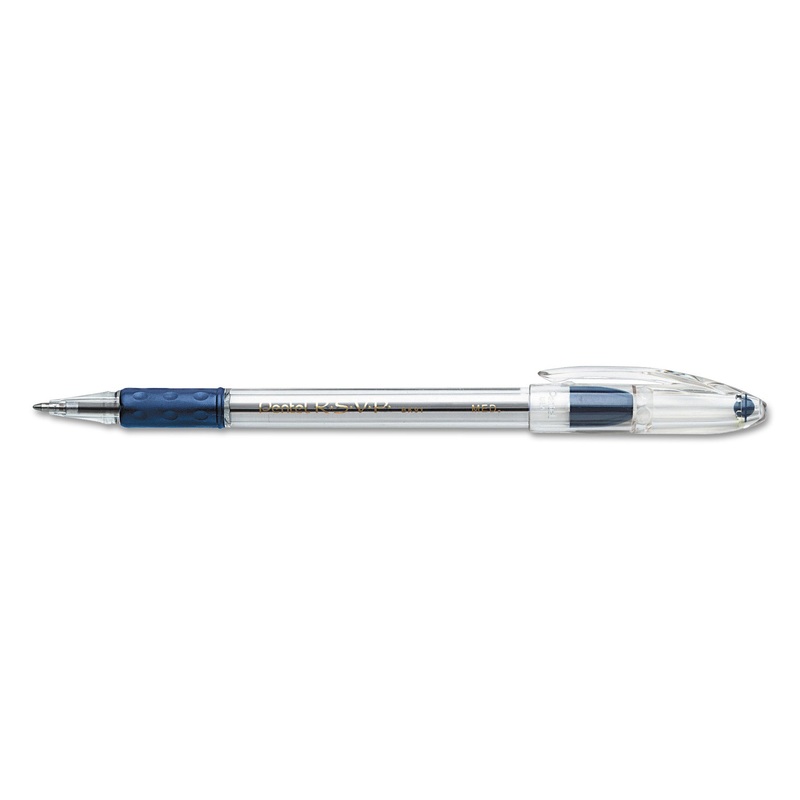 R.S.V.P. STICK BALLPOINT PEN, MEDIUM 1MM, BLUE INK, CLEAR/BLUE BARREL, DOZEN