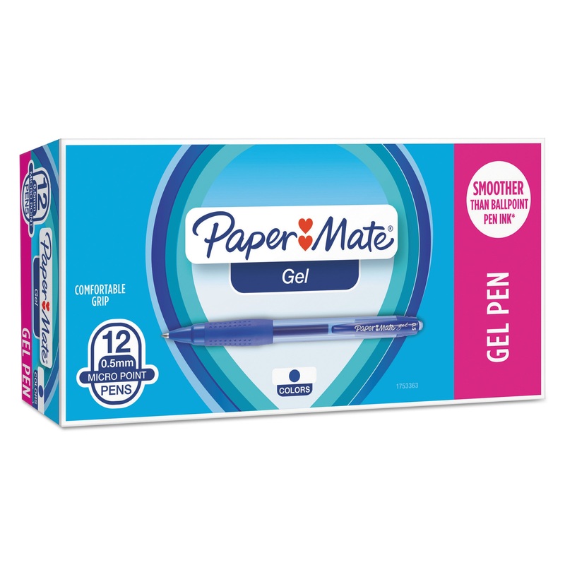 RETRACTABLE GEL PEN, FINE 0.5MM, BLUE INK, TRANSLUCENT BLUE BARREL, DOZEN