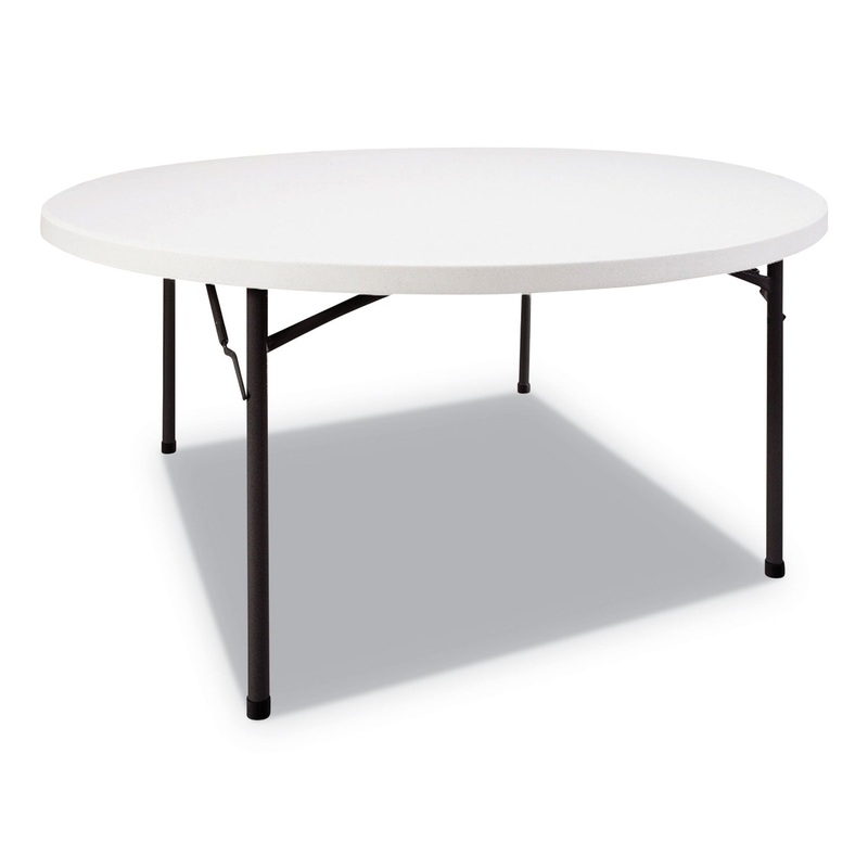 ROUND PLASTIC FOLDING TABLE, 60 DIA X 29 1/4H, WHITE