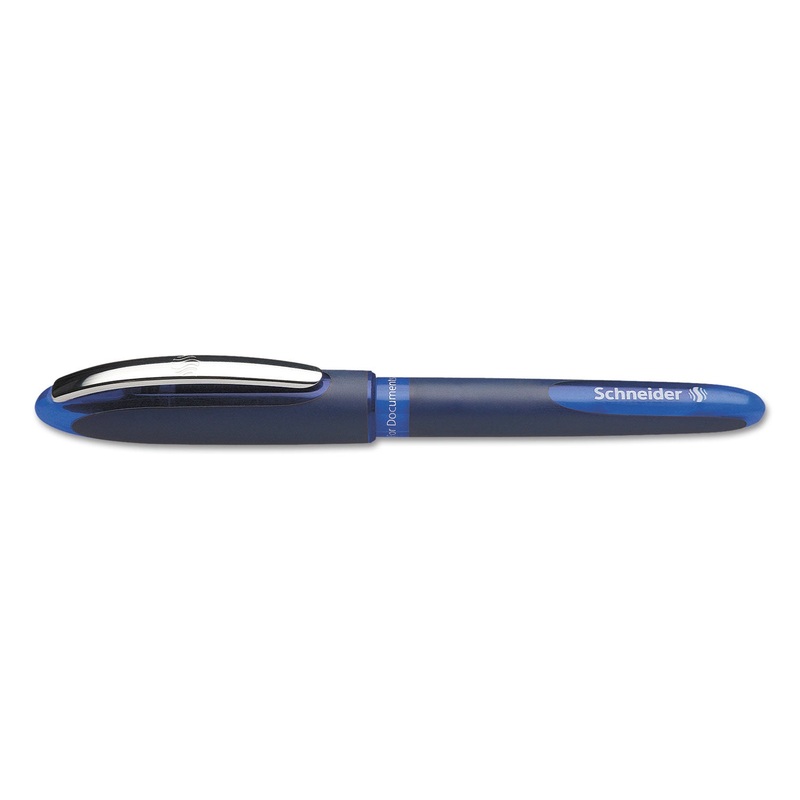 SCHNEIDER ONE BUSINESS STICK ROLLER BALL PEN, 0.6MM, BLUE INK/BARREL, 10/BOX