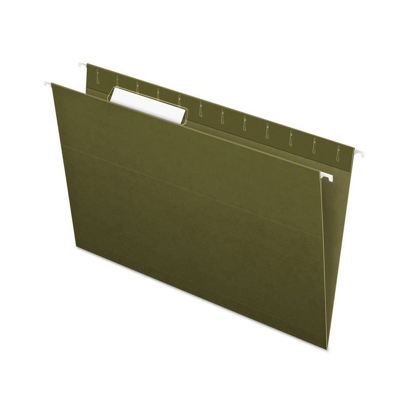 STANDARD GREEN HANGING FOLDERS, LEGAL SIZE, 1/3-CUT TAB, STANDARD GREEN, 25/BOX