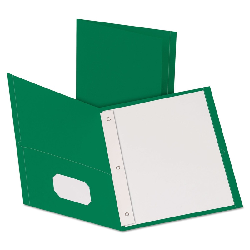 Twin-Pocket Folders With 3 Fasteners, Letter, 1/2″ Capacity, Green, 25/box