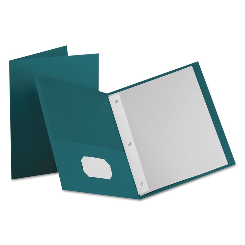Twin-Pocket Folders With 3 Fasteners, Letter, 1/2″ Capacity, Teal, 25/box
