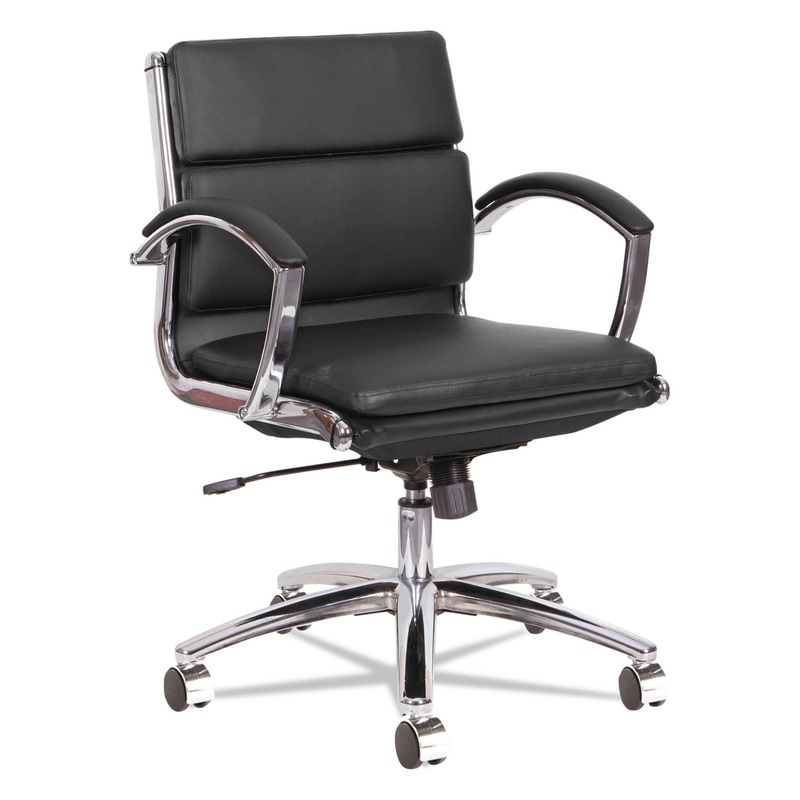 ALERA NERATOLI LOW-BACK SLIM PROFILE CHAIR, SUPPORTS UP TO 275 LBS., BLACK SEAT/BLACK BACK, CHROME BASE