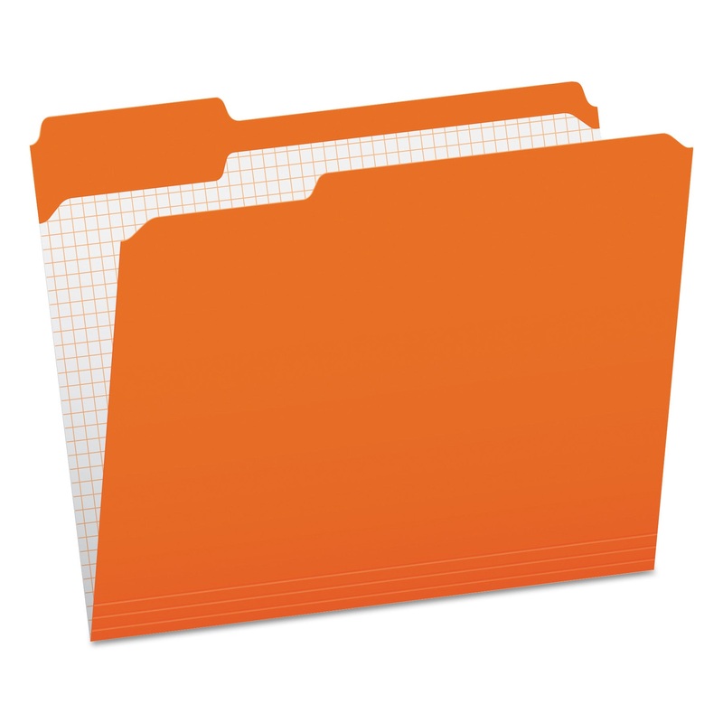 DOUBLE-PLY REINFORCED TOP TAB COLORED FILE FOLDERS, 1/3-CUT TABS, LETTER SIZE, ORANGE, 100/BOX