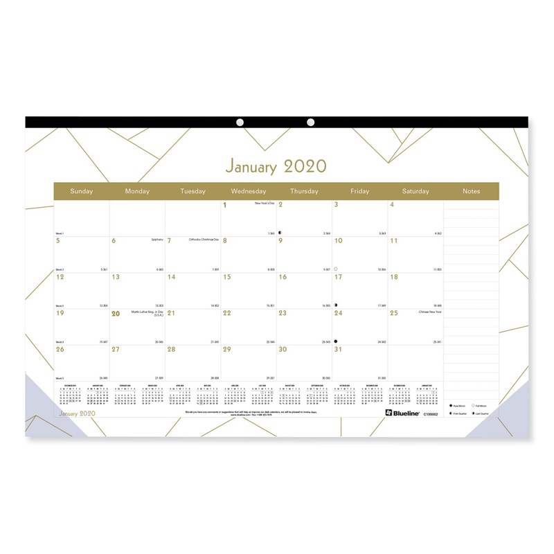 GOLD COLLECTION MONTHLY DESK PAD, 17 3/4 X 10 7/8, 2020