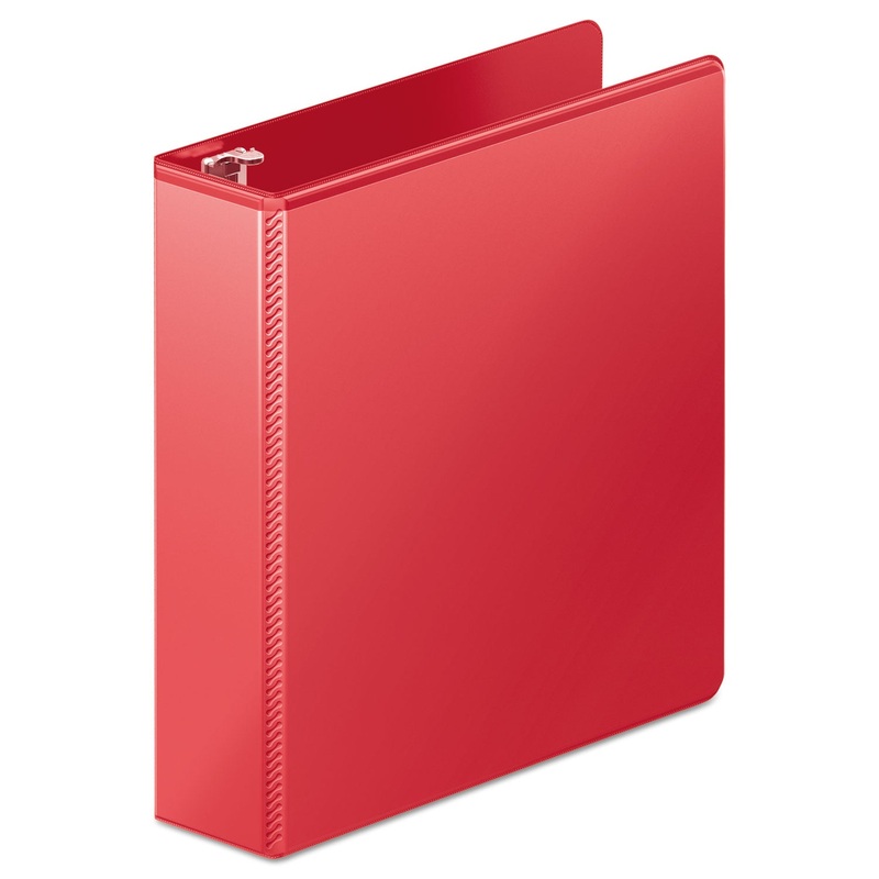 HEAVY-DUTY D-RING VIEW BINDER WITH EXTRA-DURABLE HINGE, 3 RINGS, 2″ CAPACITY, 11 X 8.5, RED
