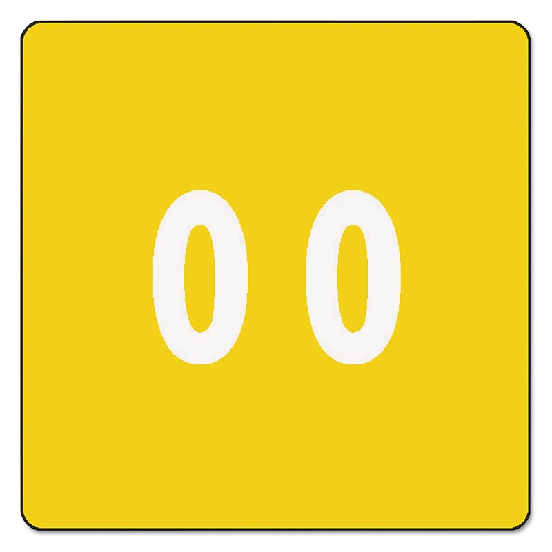 NUMERICAL END TAB FILE FOLDER LABELS, 0, 1.5 X 1.5, YELLOW, 250/ROLL