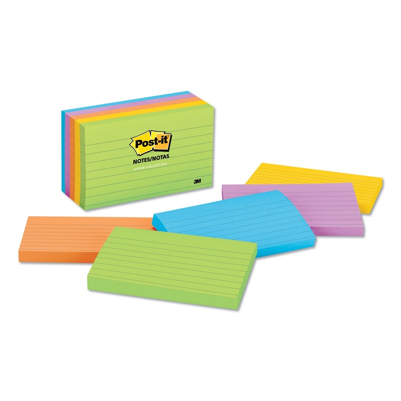 Original Pads In Jaipur Colors, 3 X 5, Lined, 100-Sheet, 5/pack