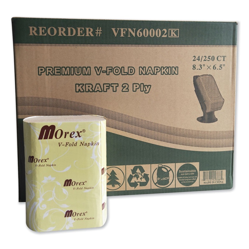 PREMIUM V-FOLD POP-UP DISPENSER NAPKIN, 6.5 X 5, BROWN, 6,000/CARTON