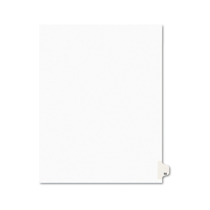 PREPRINTED LEGAL EXHIBIT SIDE TAB INDEX DIVIDERS, AVERY STYLE, 10-TAB, 50, 11 X 8.5, WHITE, 25/PACK