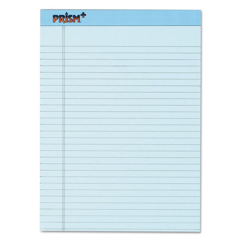 PRISM + WRITING PADS, WIDE/LEGAL RULE, 8.5 X 11.75, PASTEL BLUE, 50 SHEETS, 12/PACK