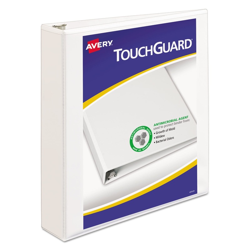 TOUCHGUARD PROTECTION HEAVY-DUTY VIEW BINDERS WITH SLANT RINGS, 3 RINGS, 1.5″ CAPACITY, 11 X 8.5, WHITE