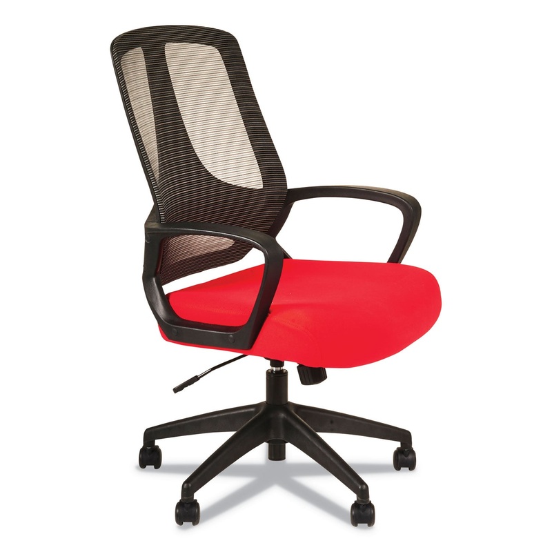 ALERA MB SERIES MESH MID-BACK OFFICE CHAIR, SUPPORTS UP TO 275 LBS., RED SEAT/BLACK BACK, BLACK BASE