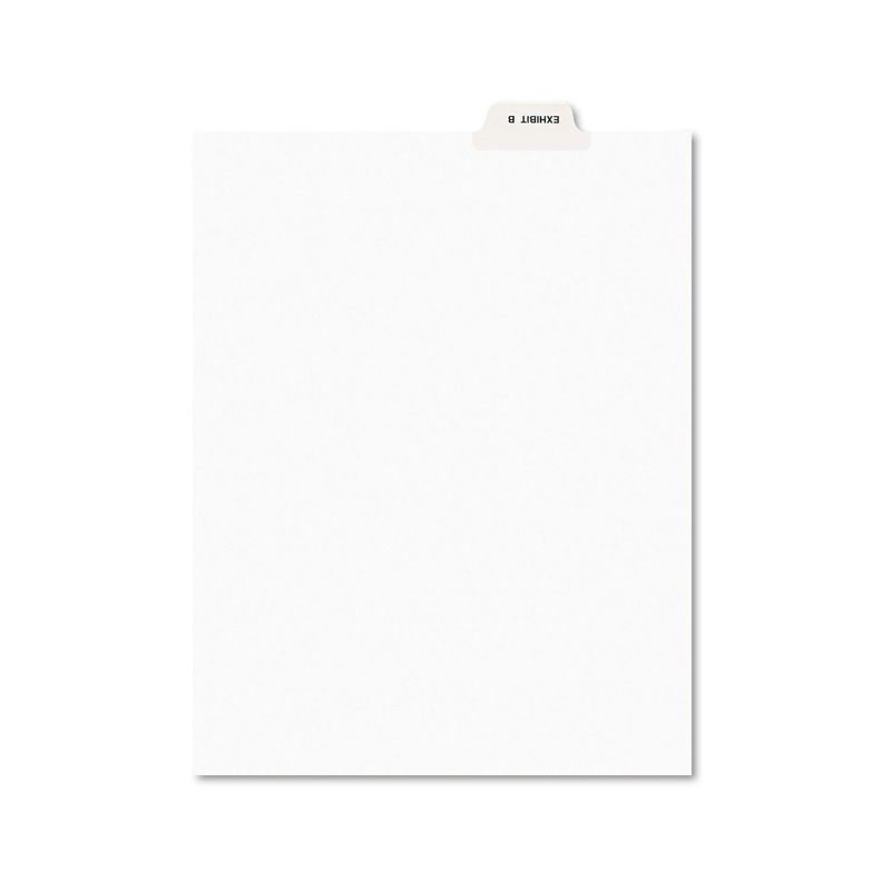Avery-Style Preprinted Legal Bottom Tab Divider, Exhibit B, Letter, White, 25/pk