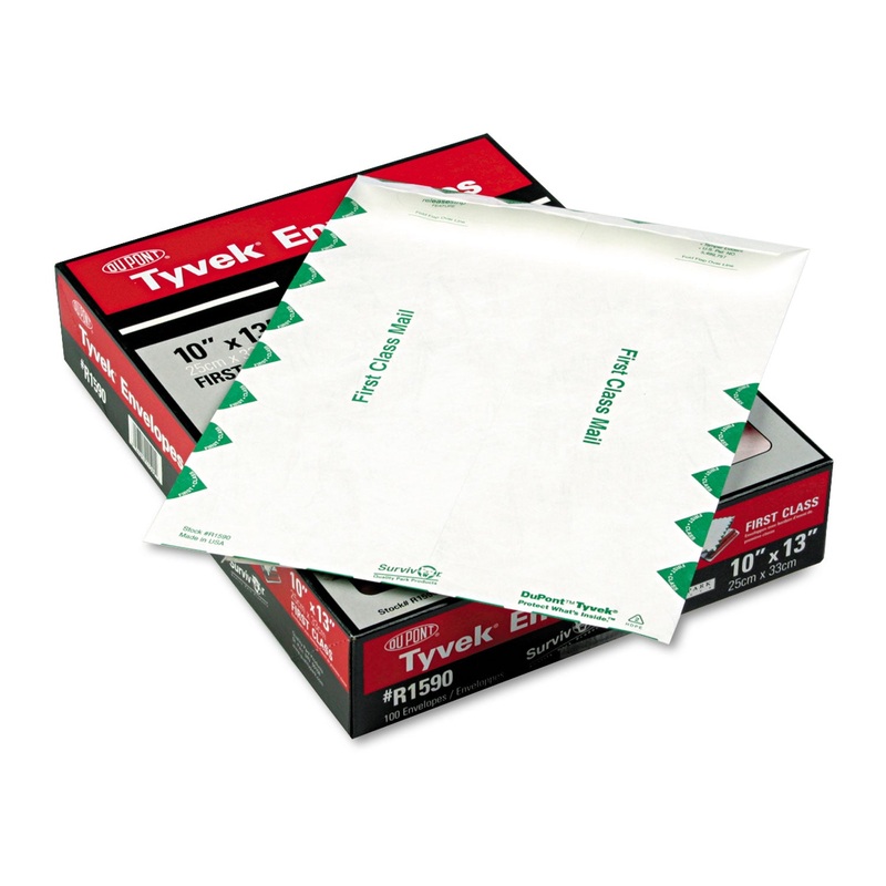 CATALOG MAILERS, DUPONT TYVEK, #13 1/2, CHEESE BLADE FLAP, SELF-ADHESIVE CLOSURE, 10 X 13, WHITE, 100/BOX