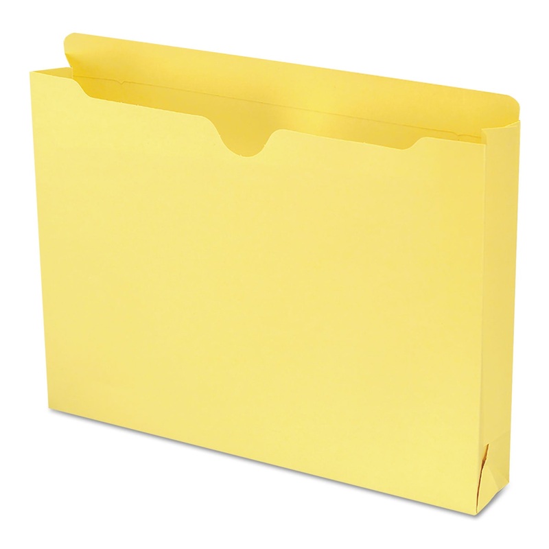 COLORED FILE JACKETS WITH REINFORCED DOUBLE-PLY TAB, STRAIGHT TAB, LETTER SIZE, YELLOW, 50/BOX