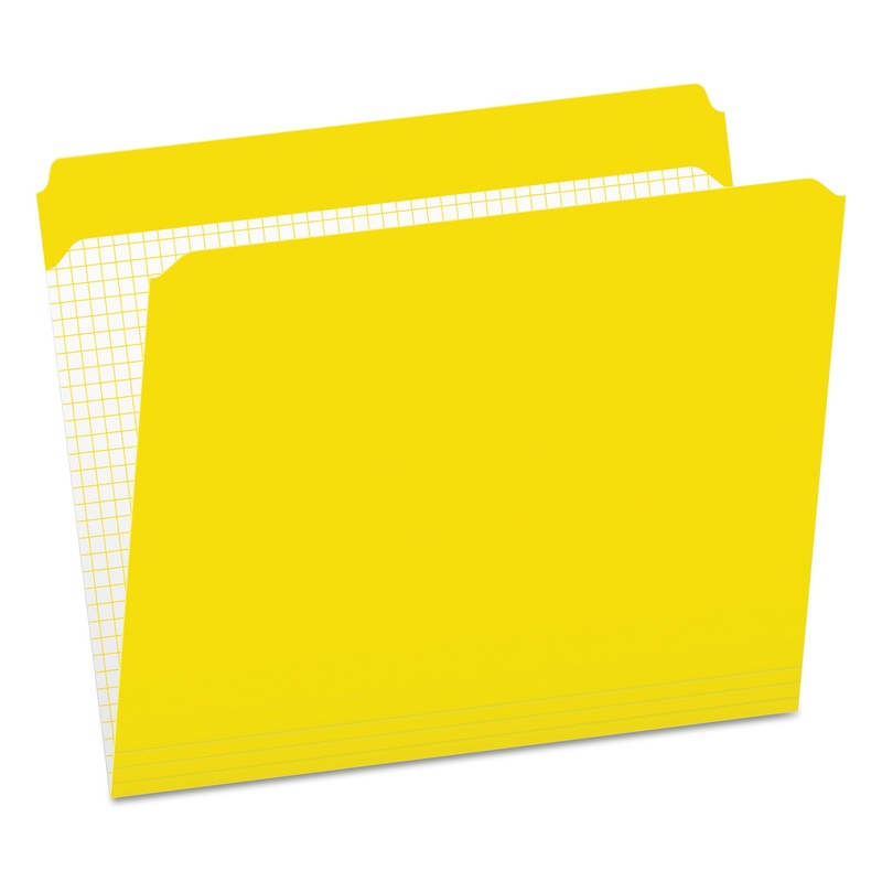 DOUBLE-PLY REINFORCED TOP TAB COLORED FILE FOLDERS, STRAIGHT TAB, LETTER SIZE, YELLOW, 100/BOX