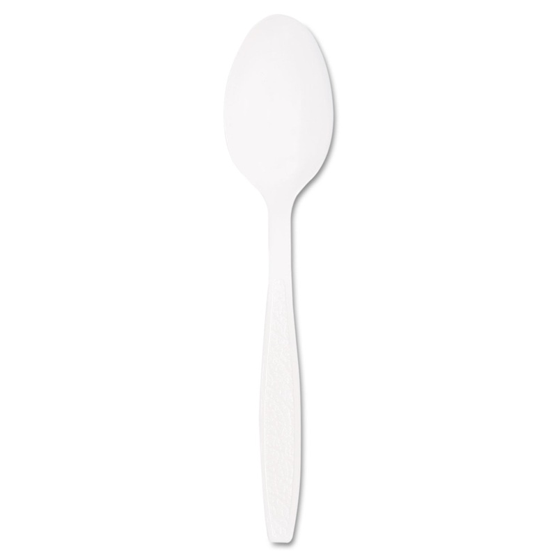 Guildware Extra Heavyweight Plastic Teaspoons, White, 100/box
