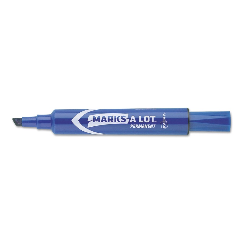MARKS A LOT REGULAR DESK-STYLE PERMANENT MARKER, BROAD CHISEL TIP, BLUE, DOZEN