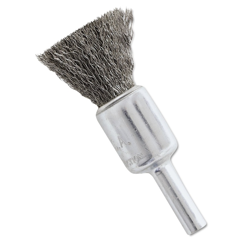 Ns4s Stainless Steel Wire-End Brush, Crimped Wire, 1/2″ X .006″