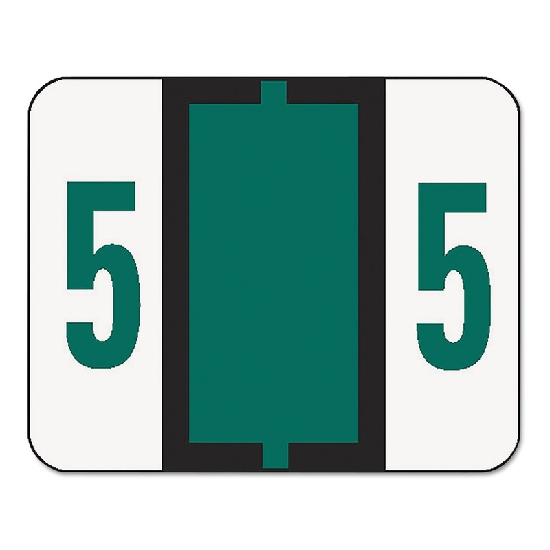 NUMERICAL END TAB FILE FOLDER LABELS, 5, 1 X 1.25, WHITE, 500/ROLL