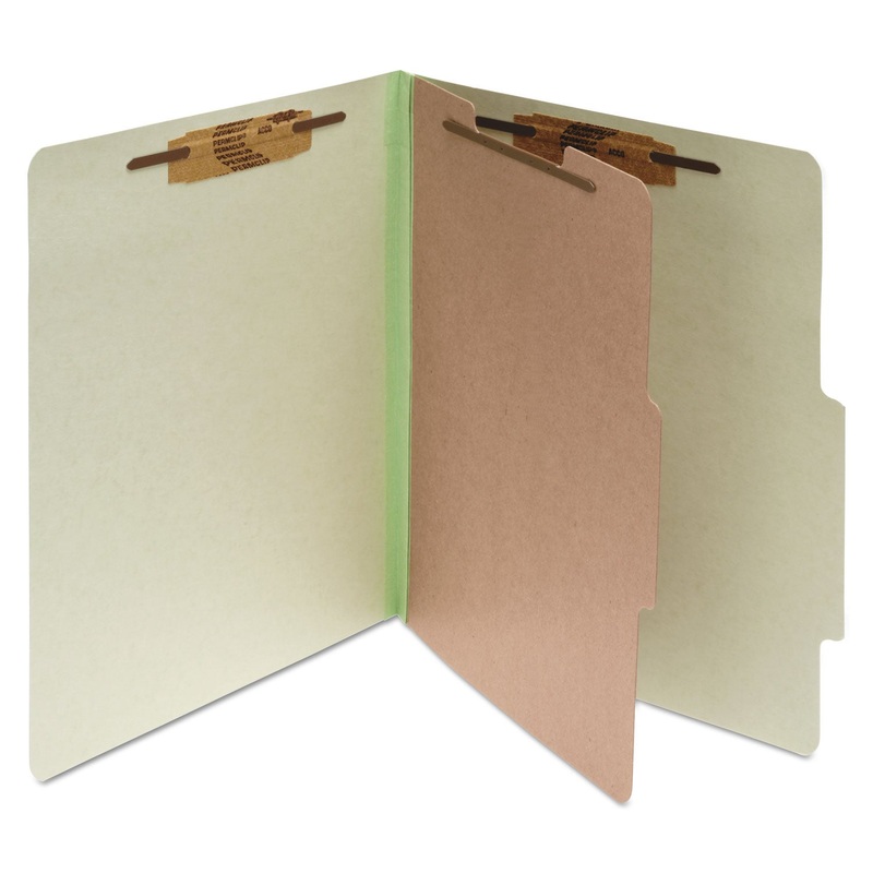 PRESSBOARD CLASSIFICATION FOLDERS, 1 DIVIDER, LEGAL SIZE, LEAF GREEN, 10/BOX