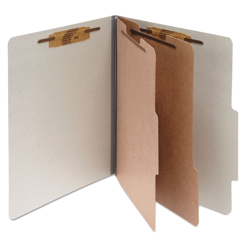 PRESSBOARD CLASSIFICATION FOLDERS, 2 DIVIDERS, LEGAL SIZE, MIST GRAY, 10/BOX