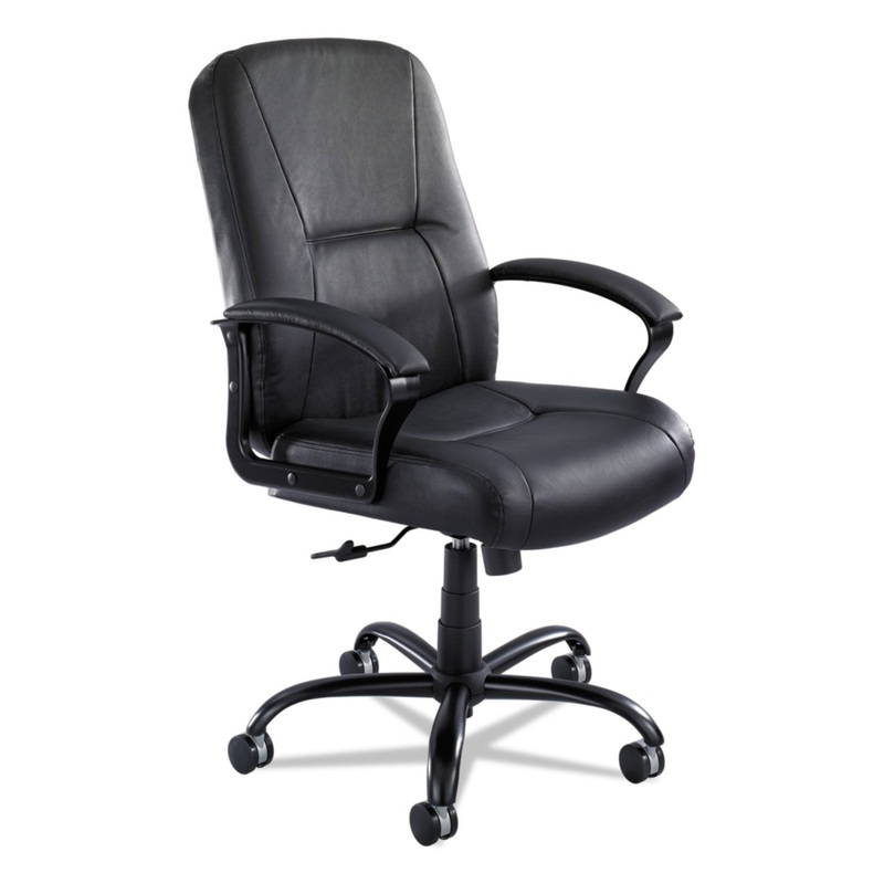 SERENITY BIG AND TALL HIGH BACK LEATHER CHAIR, SUPPORTS UP TO 500 LBS., BLACK SEAT/BLACK BACK, BLACK BASE
