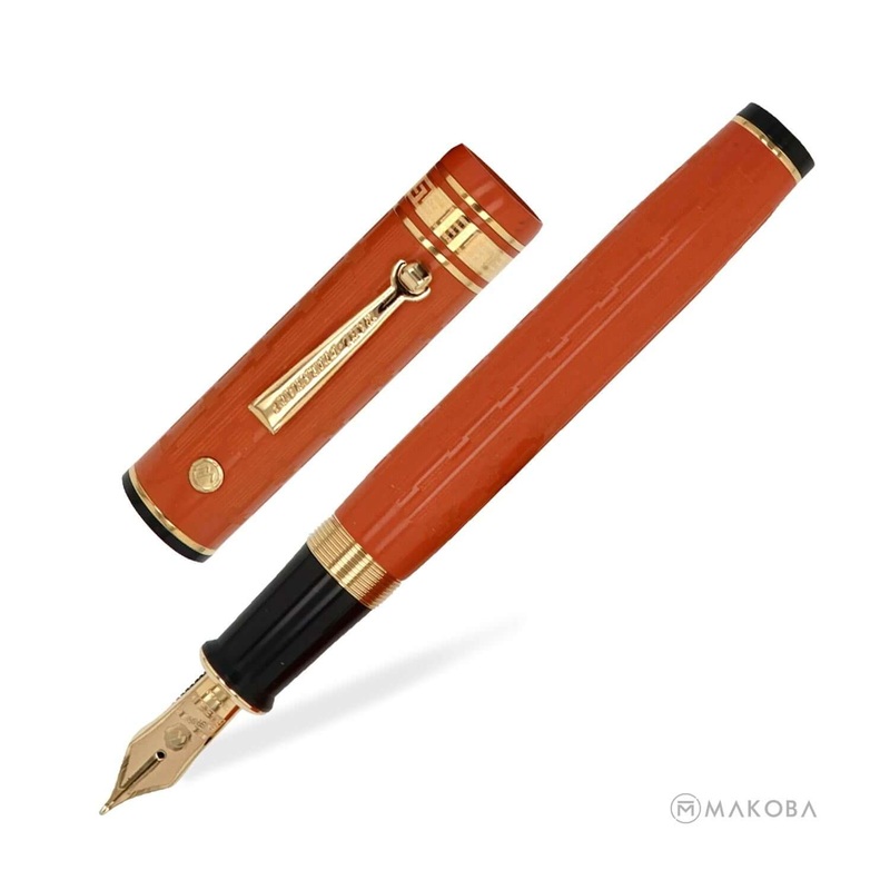 Wahl Eversharp Decoband Oversized Fountain Pen, Gatsby Orange / Gold Trim – 18K Gold Nib