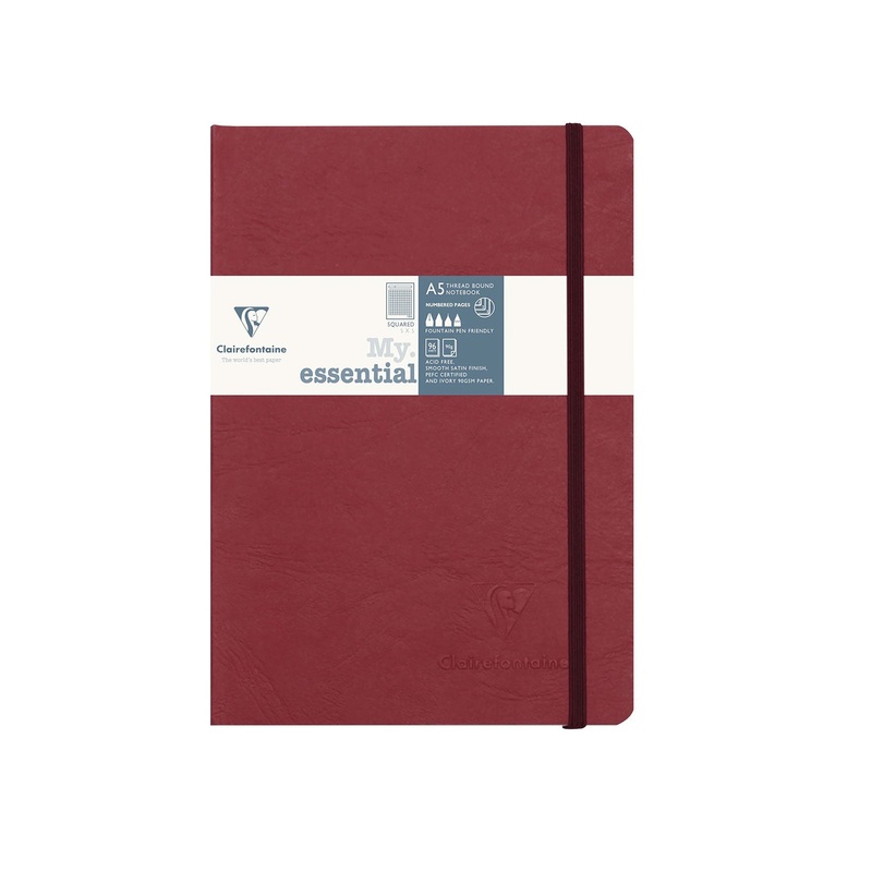 Clairefontaine My Essential Red Threadbound Notebook – A5, Squared