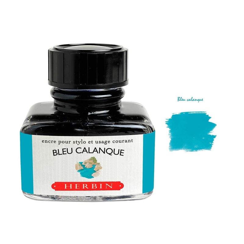J Herbin “D” Series Ink Bottle, Bleu Calanque (Turquoise) – 30ml