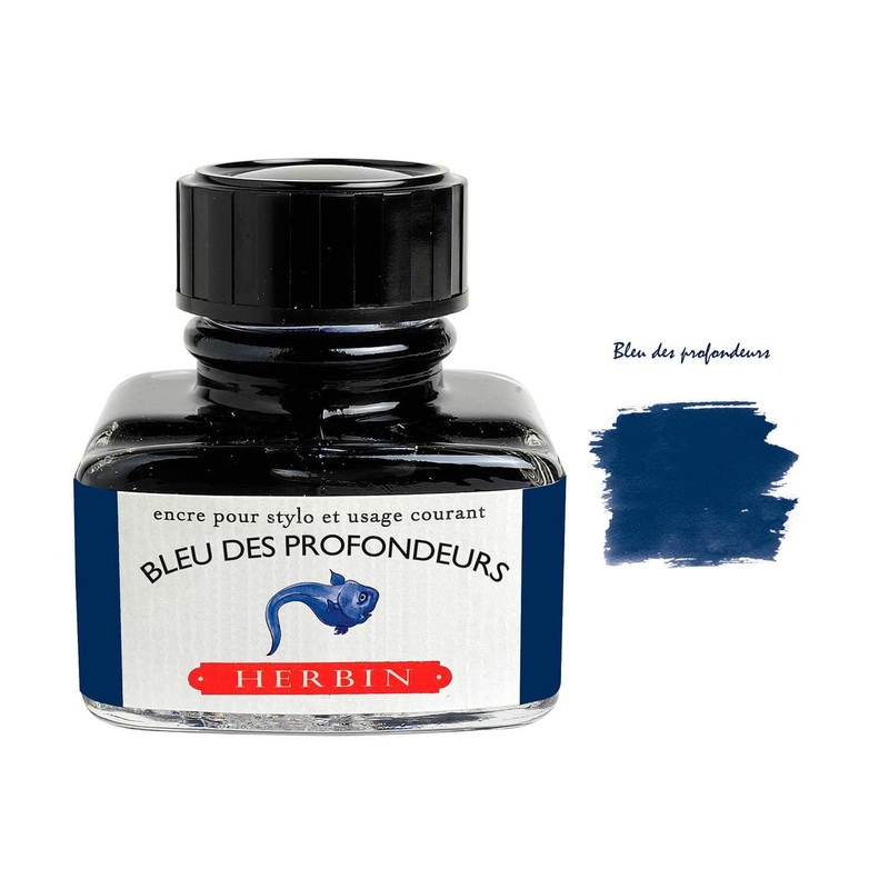 J Herbin “D” Series Ink Bottle, Bleu Des Profondeurs (Dark Blue) –  30ml