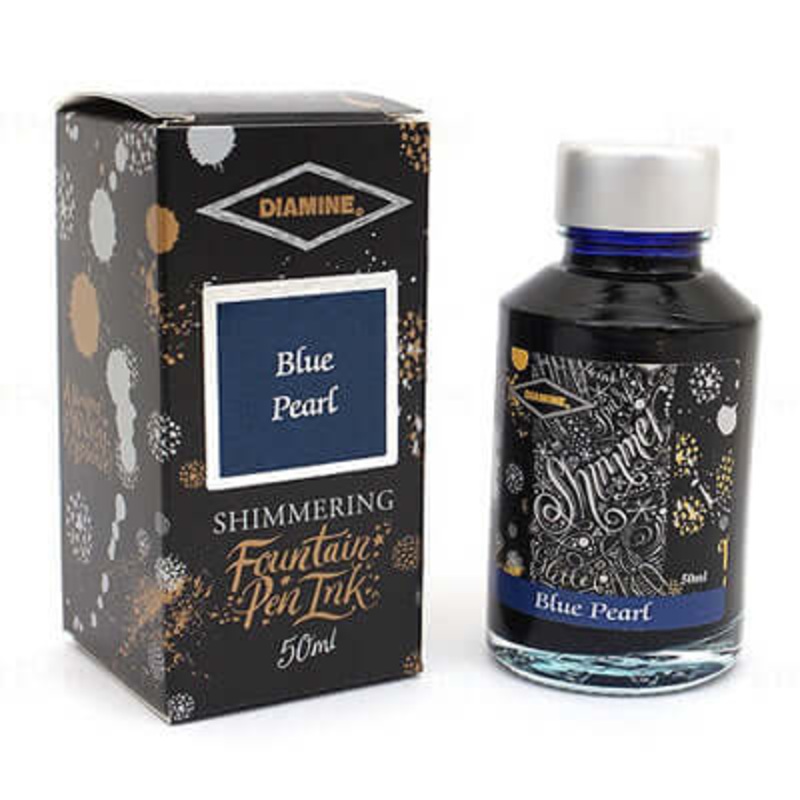 Diamine Shimmer Ink Bottle, Blue Pearl – 50ml